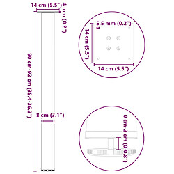 vidaXL Pieds de table basse 4 pcs noir 90-92 cm acier pas cher