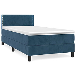 vidaXL Sommier à lattes de lit avec matelas Bleu foncé 90x190 cm