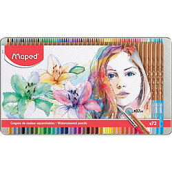 Maped Crayon de couleur, aquarellable, étui de 72 en métal ()