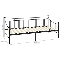 vidaXL Cadre de lit de repos sans matelas noir métal 90x200 cm pas cher