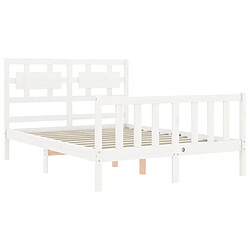 Maison Chic Cadre/structure de lit avec tête de lit pour adulte - Lit Moderne Chambre blanc 120x200 cm bois massif -MN95338 pas cher