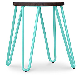 ICONIK INTERIOR Tabouret Hairpin - 42cm - Bois foncé et métal Vert pastel