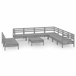 Maison Chic Salon de jardin 10 pcs - Table et chaises d'extérieur - Mobilier/Meubles de jardin Moderne Bois de pin massif Gris -MN32242