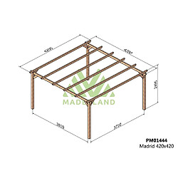 Maderland Pergola en bois massif Madrid 420 x 420 cm