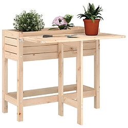 vidaXL Jardinière avec dessus de table pliable bois de pin massif