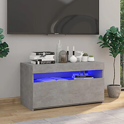 vidaXL Meuble TV avec lumières LED Gris béton 75x35x40 cm