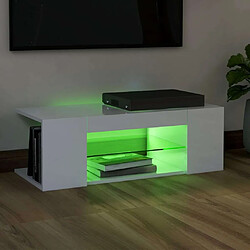 Maison Chic Meubles TV avec lumières LED - Banc TV pour salon blanc brillant 90x39x30 cm -MN15662 pas cher