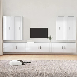 Maison Chic Ensemble de meubles TV 7 pcs pour salon - Blanc brillant Bois d'ingénierie -MN22175