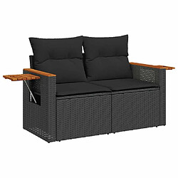 Acheter vidaXL Salon de jardin 8 pcs avec coussins noir résine tressée