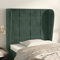 vidaXL Tête de lit avec oreilles Vert foncé 103x23x118/128 cm Velours