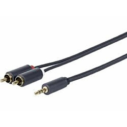 3.5MM - 2 X RCA M-M 0.5 Meter high flexible, 24AWG heavy duty, double-shileding, gold plated connector