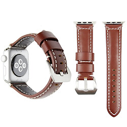 Wewoo Bande de montre-bracelet en cuir véritable avec boucle en acier inoxydable pour Apple Watch séries 3 & 2 & 1 38mm marron foncé