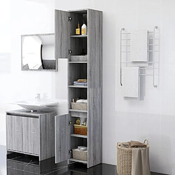 Avis Maison Chic Armoire de bain,Meuble de rangement de salle de bain,Meuble haut Sonoma gris 30x30x183,5 cm Bois d'ingénierie -GKD217977