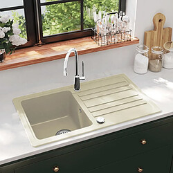 vidaXL Évier de cuisine Granit Seul lavabo Beige