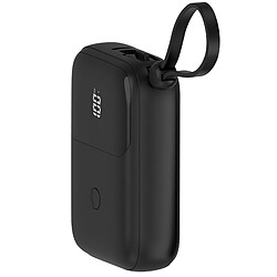 Swissten Batterie Externe de Poche 10000 mAh, Câble iPhone + USB-C intégrés Noir