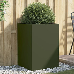 Maison Chic Jardinière,Bac à fleurs - pot de fleur vert olive 52x48x75 cm acier laminé à froid -GKD70224