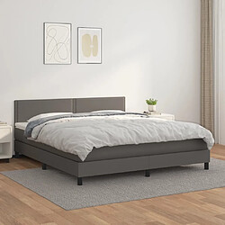 Maison Chic Lit Adulte - Lit simple Lit à sommier tapissier avec matelas moelleux - Meuble de Chambre - Gris 180x200 cm Similicuir -MN28947