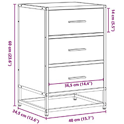 vidaXL Table de chevet chêne sonoma 40x34,5x60cm bois ingénierie métal pas cher