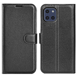 Etui en PU texture litchi, fermoir magnétique avec support noir pour votre Samsung Galaxy A03 (EU Version)