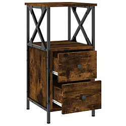 Maison Chic Table de chevet,Table de Nuit,Meuble de Rangement chêne fumé 34x35,5x70 cm bois d'ingénierie pas cher