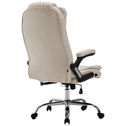 Acheter Decoshop26 Fauteuil de bureau XXL sur roulettes confortablement rembourrés avec accoudoirs en tissu crème et métal chromé 10_0002663