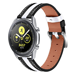 Bracelet en cuir véritable 20mm, réglable, noir/blanc pour votre Huawei Watch GT 2 42mm/Watch 2