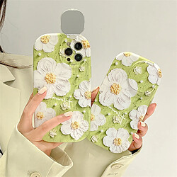 GUPBOO Étui pour iPhone13ProMax Fond vert peinture à l'huile fleurs support de miroir de cas de téléphone portable de style coréen