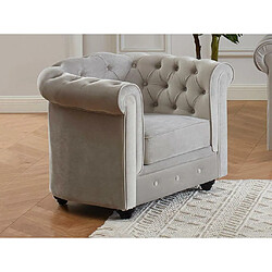 Acheter Vente-Unique Fauteuil CHESTERFIELD - Velours gris clair