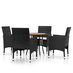 Maison Chic Salon de jardin de salle à manger 5 pcs,Table et Chaises d'extérieur,Mobilier de jardin Résine tressée Noir -MN61820