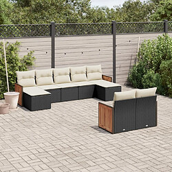 Maison Chic Salon de jardin 9 pcs avec coussins | Ensemble de Table et chaises | Mobilier d'Extérieur noir résine tressée -GKD47521