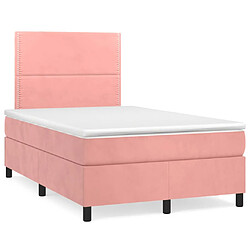 vidaXL Sommier à lattes de lit avec matelas Rose 120x200 cm Velours