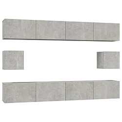 Maison Chic Ensemble de meubles TV 6 pcs | Banc TV Moderne pour salon | Meuble de Rangement - Gris béton Bois d'ingénierie -MN45568