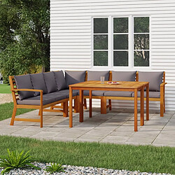 Maison Chic Ensemble à manger d'extérieur 7 pcs avec coussins,Salon de jardin,Mobilier de jardin Bois acacia -GKD880975