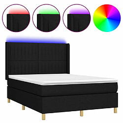 Sommier à lattes,Cadre à lattes de lit pour Adulte matelas et LED Noir 140x200 cm Tissu -MN49075