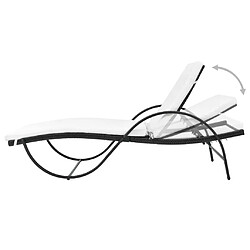 Maison Chic Chaise longue avec coussin | Bain de soleil Relax | Transat et table Résine tressée Noir -GKD45313 pas cher