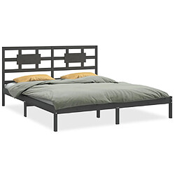 vidaXL Cadre de lit sans matelas gris 200x200 cm bois massif