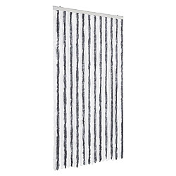 vidaXL Rideau anti-mouches gris et blanc 100x200 cm chenille