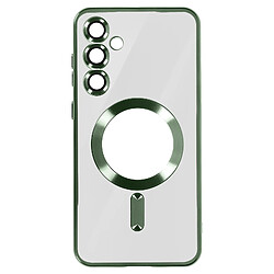 Avizar Coque MagSafe pour Samsung S24 en Silicone Contour Chromé Vert