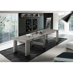 Alter Table à manger moderne, Made in Italy, Console extensible jusqu'à 12 places, avec support d'extension, 51x90h77 cm (jusqu'à 300 cm) couleur Gris Cendre