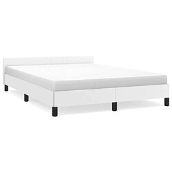 Maison Chic Lit adulte - Cadre Structure de lit avec tête de lit Contemporain Blanc 140x200 cm Similicuir -MN48648