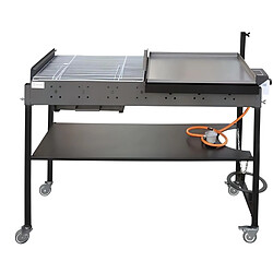 Visiodirect Double Barbecue spéciale en Zinc coloris Gris - 145 x 100 x 57 cm