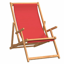 Maison Chic Chaise/Fateuill de plage pliable Bois de teck solide Rouge -GKD30053