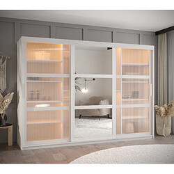 Abiks Meble Armoire Flutes 2 à Portes Coulissantes 200/250/62 3 Portes (blanc)