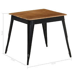 vidaXL Table à manger Bois d'acacia massif et acier 75x75x76 cm pas cher