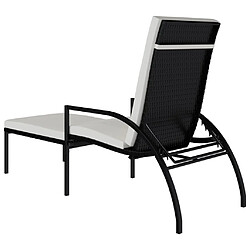 Acheter Helloshop26 Transat chaise longue bain de soleil lit de jardin terrasse meuble d'extérieur avec repose-pied résine tressée noir 02_0012592