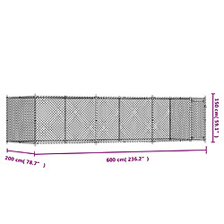 vidaXL Cage pour chien avec porte gris 6x2x1,5 m acier galvanisé pas cher