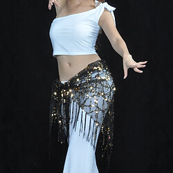 Ventre Triangle Danse Hip Echarpe Wrap Ceinture Jupe Sequin Tassel Dancewear Noir + Or