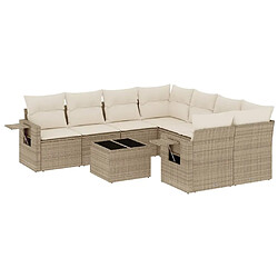 Maison Chic Salon de jardin avec coussins 9 pcs | Ensemble de Table et chaises | Mobilier d'Extérieur beige résine tressée -GKD35845