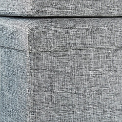 Helloshop26 Tabouret pouf banquette de rangement pliant en lin 114 cm gris 13_0002783_2