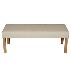 Mendler Banc banquette M37, simili-cuir mat ~ crème/pieds clairs, 120x49x43cm